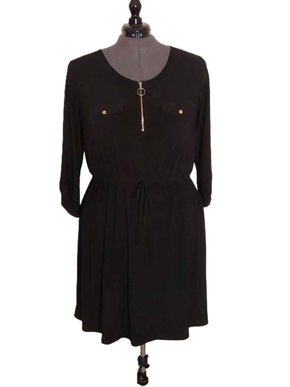 PerSeption Woman Black Zip Front Dress SZ 2X